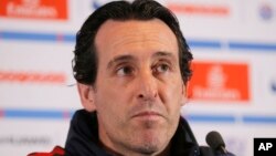 Unai Emery, l'entraîneur du Paris SG, le 11 mars 2017 (AP Photo/Michel Euler).