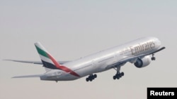 Pesawat Boeing 777-300 milik Emirates Airlines Boeing 777-300 dalam acara Dubai Airshow. (Foto: Dok)