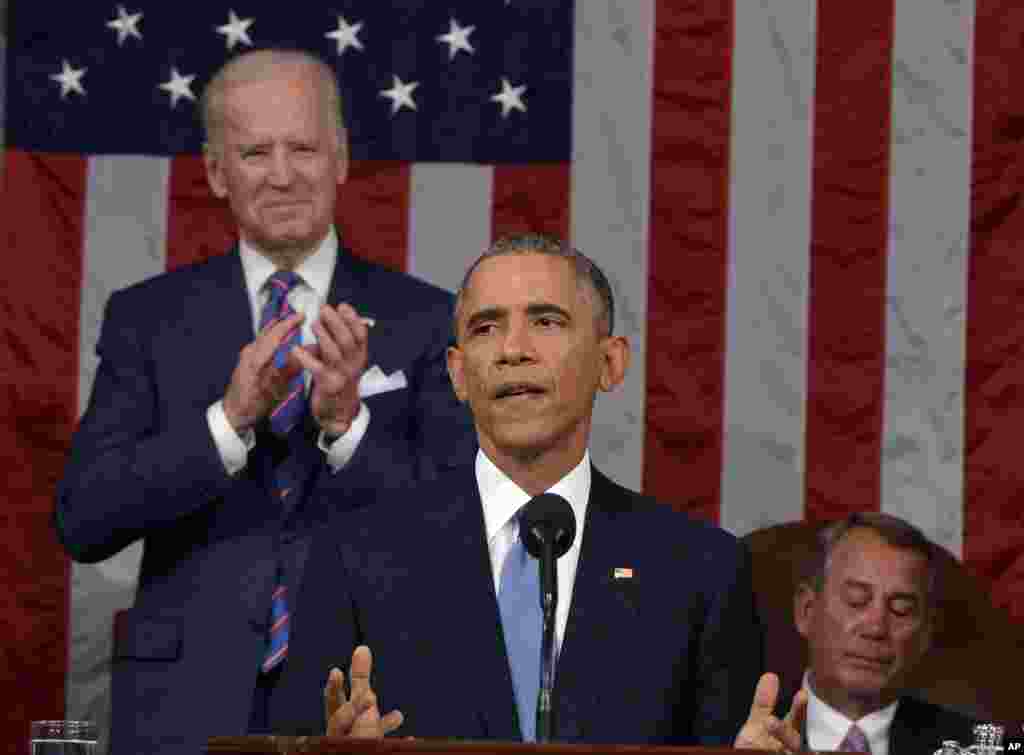 President Barack Obama delivers his State of the Union address to a joint session of Congress on Capitol Hill, Jan. 20, 2015.