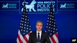 토니 블링컨 미국 국무장관이 26일 조지워싱턴대학에서 바이든 행정부의 ‘대중국 전략’에 대해 연설했다.