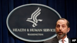 Health and Human Services Secretary Alex Azar speaks at a news conference about the federal government's response to a virus outbreak originating in China, Jan. 28, 2020 in Washington.