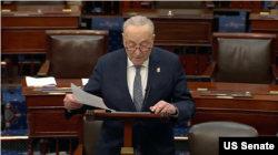 Senatda demokratlar sardori Chak Shumer, Kongress, Vashington, 14-mart, 2025