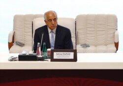 Zalmay Khalilzad, U.S. envoy for peace in Afghanistan, is seen before talks between the Afghan government and Taliban insurgents, in Doha, Qatar, Sept. 12, 2020.