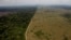 FILE - This Sept. 15, 2009 file photo shows a deforested area near Novo Progresso in Brazil's northern state of Para. Brazil's government says destruction of its Amazon rainforest has jumped by 28 percent. The sharp jump in deforestation came in the August 2012 through July 2013 period, the time when Brazil measures the annual destruction of the forest. (AP Photo/Andre Penner, File)
