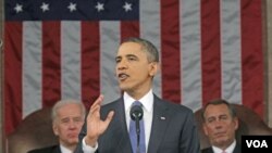 Presiden Barack Obama menyampaikan pidato kenegaraan yang ketiga di hadapan Kongres Amerika Selasa malam (24/1).