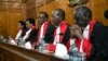 Kenya's Supreme Court judges preside before delivering a detailed ruling laying out their reasons for annulling last month's presidential election in Kenya's Supreme Court in Nairobi, Sept. 20, 2017.