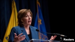 FILE - Director of the Center for the National Center for Immunization and Respiratory Diseases (NCIRD) Dr. Nancy Messonnier speaks about the public health response to the outbreak of the coronavirus, Washington, Jan. 28, 2020. 