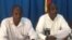 Jules Daniel Yo-Hounkilam et Mahamat Abakar Issa, respectivement rédacteur en chef et directeur de publication du journal bilingue Alchahed Tchad, le 5 septembre 2018. (VOA/André Kodmadjingar)