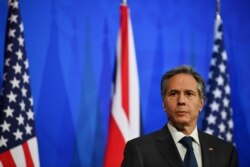 U.S. Secretary of State Antony Blinken attends a joint news conference in London, May 3, 2021.