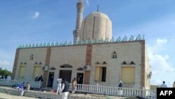 View of the Rawda mosque, roughly 40 kilometers west of the North Sinai capital of El-Arish, after a gun and bombing attack, on Nov. 24, 2017.