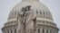 The U.S. Capitol Dome is seen behind the Peace Monument statue in Washington, Monday, Dec. 31, 2018, as a partial government shutdown stretches into its second week.