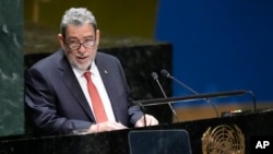 圣文森特和格林纳丁斯总理龚萨福2023年9月23在联合国第78届大会上发表讲话