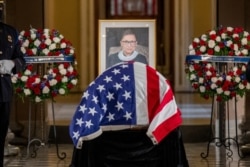Justice Ruth Bader Ginsburg lies in state in Statuary Hall of the U.S. Capitol in Washington on Sept. 25, 2020.