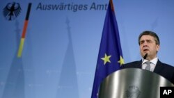 German Foreign Minister Sigmar Gabriel addresses the media during a statement at the Foreign Ministry in Berlin, Germany, March 8, 2017.