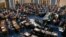 In this image from video, senators vote on the first article of impeachment during the impeachment trial of President Donald Trump, in the Senate at the U.S. Capitol in Washington, Feb. 5, 2020. 