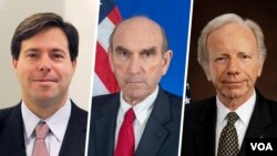 از راست: جو لیبرمن، الیوت آبرامز و مارک والاس 