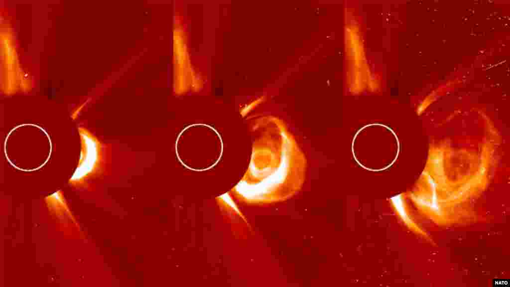 The sun erupting with a CME traveling at over 900 miles per second. (Photo: ESA & NASA/SOHO)