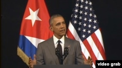 Presiden Obama menyampaikan pidato untuk rakyat Kuba di Havana (22/3). 