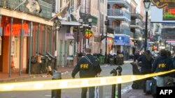 Wachunguzi wa FBI wafika kwenye eneo la tukio la shambulio la dereva aliyeua watu 10 New Orleans, Jan 1, 2025. Picha ya AFP