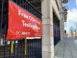Nationals Park baseball stadium was used as a COVID-19 mass vaccination site. (Chris Simkins/VOA)