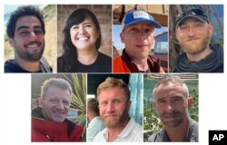 Tujuh pekerja bantuan WCK yang tewas di Gaza, Senin, 1 April 2024. (Foto: WCK via AP)