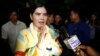 A prominent leader of Cambodia's land rights activist Tep Vanny, upon arrival at her home in Boeung Kak, in Phnom Penh, Aug. 20, 2018.