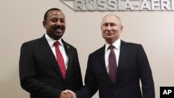 ጠቅላይ ሚኒስትር ዐብይ አህመድና ፕሬዚዳንት ቭላዲሚር ፑቲን /ሶቺ፤ ሩሲያ/