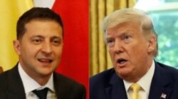 From left, Ukraine President Volodymyr Zelenskiy and U.S. President Donald Trump.