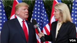 도널드 트럼프 미국 대통령이 지난 12일 싱가포르에서 미북 정상회담과 기자회견이 끝난 후 VOA와 인터뷰했다.