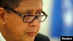 Penyidik Khusus HAM PBB untuk Korut, Marzuki Darusman membawakan laporannya di depan Dewan HAM PBB, di Jenewa (11/3).