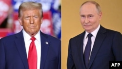 Foto kombinasi Presiden Donald Trump dan Presiden Rusia Vladimir Putin, November 2024. (Foto: Charly Triballeau dan Alexander Nemenov/AFP)