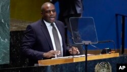 Britain's Foreign Secretary David Lammy addresses the the Summit of the Future, in the United Nations General Assembly, Sept. 23, 2024. 