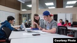 Students meet for tutoring at the John Crosland Jr. Center for Teaching and Learning at Davidson College in Davidson, North Carolina.