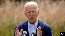 លោក Joe Biden បេក្ខជនប្រធានាធិបតីអាមេរិកខាង​គណបក្ស​ប្រជាធិបតេយ្យ​ ថ្លែងនៅក្នុងសន្និសីទសារព័តមានមួយ នៅទីក្រុង Wilmington រដ្ឋ Delaware កាលពីថ្ងៃទី១៤ ខែកញ្ញា ឆ្នាំ២០២០។