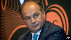 Kosovo Deputy Prime Minister Enver Hoxhaj attends a conference at the Bled Forum in Bled, Slovenia, Sept. 11, 2018.