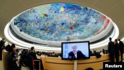 스위스 제네바 유엔본부에서 열린 유엔인권이사회가 열리고 있다.