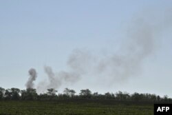 Black smoke follows shelling in the area of Chasiv Yar, Donetsk region, on May 3, 2024, amid the Russian invasion of Ukraine.