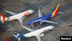 Foto udara memperlihatkan pesawat Gol Airlines, Southwest Airlines dan Alaska Airlines Boeing 737 MAX di fasilitas Boeing di Bandara Internasional Grant County di Moses Lake, Washington, 16 September 2019. (Foto: Reuters/Lindsey Wasson)
