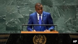 FILE - Somalia's Prime Minister Hamza Abdi Barre addresses the 79th session of the United Nations General Assembly, Sept. 27, 2024. 