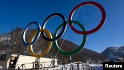Sochi yaqiniga o'rnatilgan olimpiya o'yinlari ramzi, 4-yanvar, 2014-yil.