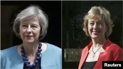 From left, Britain's Interior Minister Theresa May and Energy Minister Andrea Leadsom.