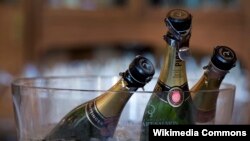 Champagne bottles in a bucket