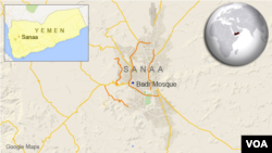 Peta wilayah Sanaa, Yaman.