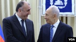 Azərbaycan xarici işlər naziri Elmar Məmmədyarovun İsrail prezidenti Şimon Pereslə görüşü