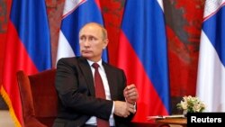 Predsednik Rusije Vladimir Putin u Palati Srbija tokom poslednje posete Beogradu, 16. oktobra 2014. godine (Foto: Reuters/Marko Đurica) 