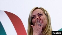 Đorđa Meloni u izbornom štabu u Rimu, 25. septembra 2022.