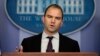 Deputy National Security adviser Ben Rhodes gestures as he speaks about President Barack Obama's decision to arm Syrian rebels, during the daily press briefing at the White House in Washington, June 14, 2013.