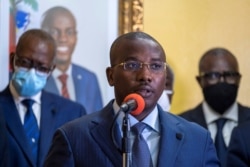 FILE PHOTO: Interim Prime Minister Claude Joseph gives a press conference, July 20, 2021.