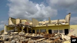 A house that was demolished on public health grounds in the Gesco neighborhood of Abidjan, Ivory Coast, Feb. 28, 2024.
