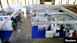 FILE - A view of the pavilion stalls run by U.S. companies at Cuba's annual trade fair in Havana, Cuba, Oct. 30, 2017. 
